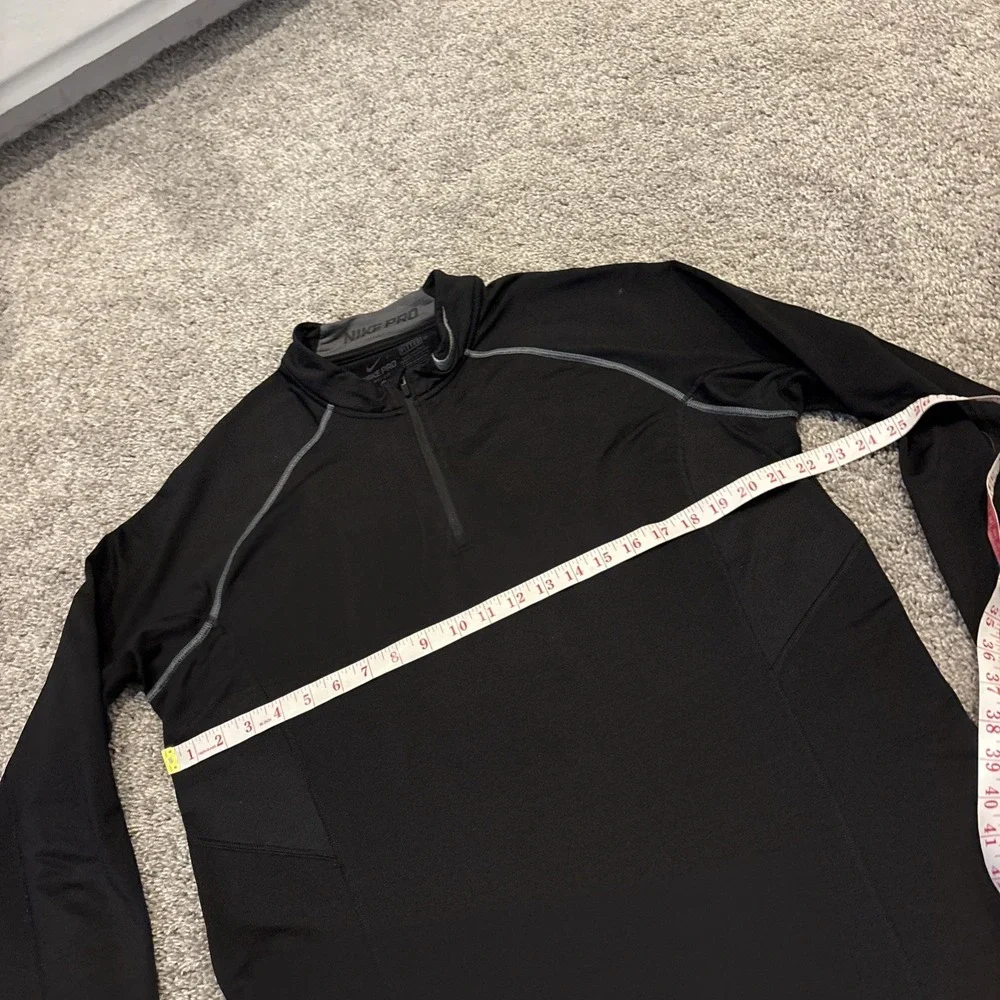 Nike Pro Shirt Mens XL 1/4 Zip Long Sleeve Black Fitted Dri Fit Pullover Black